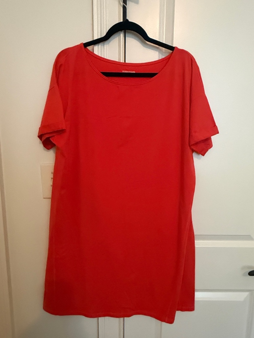 Eileen Fisher Red Short-Sleeve Scoop-Neck Tunic